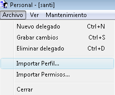 usuarios - menu importar perfil